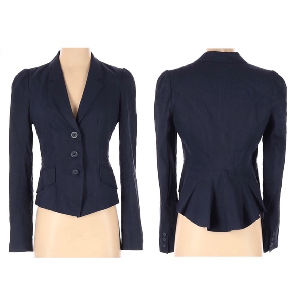 Rebecca Taylor Jackets & Blazers - SALE Rebecca Taylor Chambray Peplum Linen Blazer
